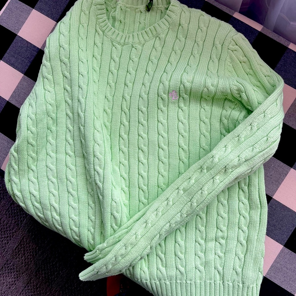 EUC lime green Ralph Lauren crew neck sweater